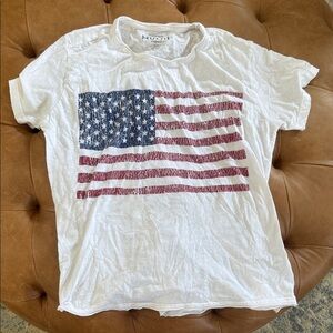 Show Me Your MuMu White Scoop Neck flag tee